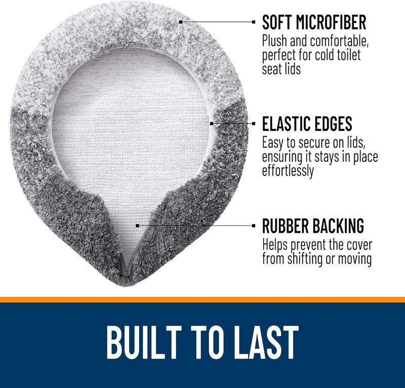 OLANLY Soft Microfiber Bathroom Toilet Lid Cover, Machine Washable Seat Covers, 17.5x15, Stays in Place Rubber Backing, Fits Most Round, Elongated and Oblong Lids, Accessories Decor, Gray - Image 3